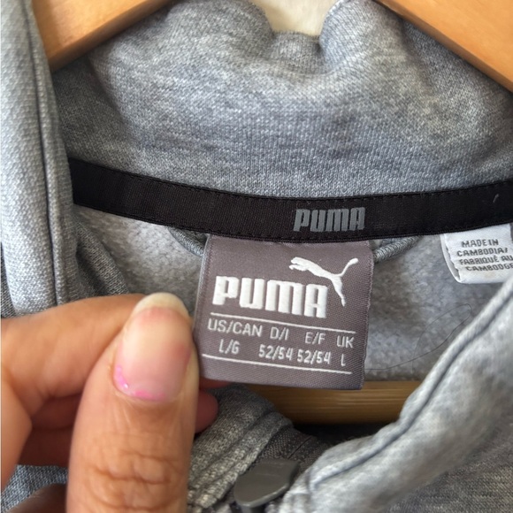 Puma Gray and Black Zip Up Sweater with Athletic Design - Picture 4 of 7